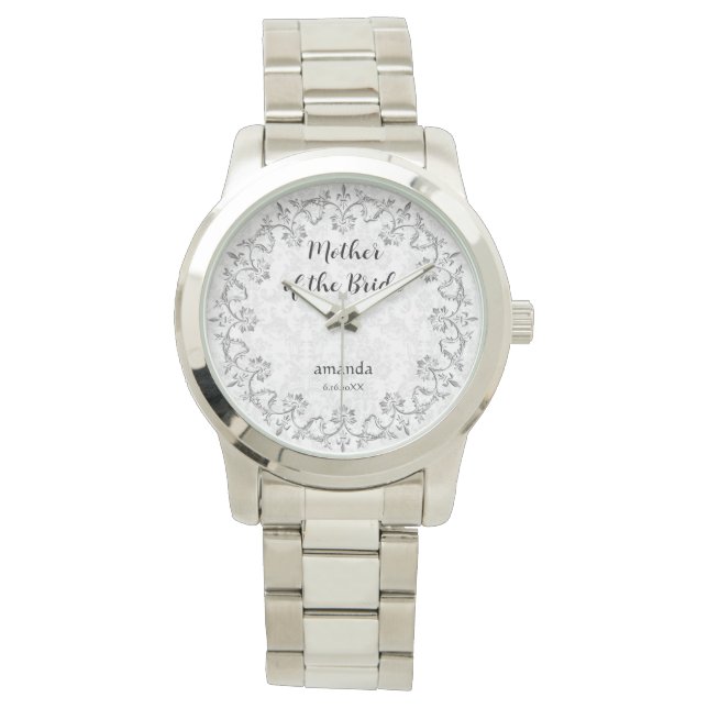 Elegante zilveren moeder van de bruid  horloge (Voorkant)