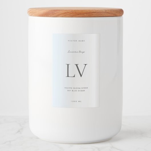 Elegante zilveren Monogram Schoonheid Body Bad Kaa Voedselcontainer Etiket (Voorkant)