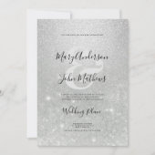 Elegante zilveren ombre glitter ampersand Bruiloft Kaart (Voorkant)