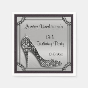 Elegante Zilveren Omlijsting Zwarte Stiletto 18e V Servetten