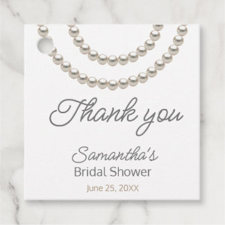 Elegante zilveren parel bruiloftsshower bedankkaar bedankjes labels