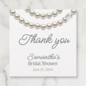 Elegante Zilveren Parels Bruidsfeest Feestcadeauta Bedankjes Labels (Achterkant)