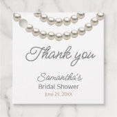 Elegante Zilveren Parels Bruidsfeest Feestcadeauta Bedankjes Labels (Voorkant)
