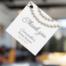 Elegante Zilveren Parels Bruiloftsshower Favor Tag
