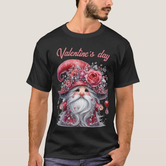 Elegante zilveren parels rode valentijn schattige  t-shirt (Voorkant)