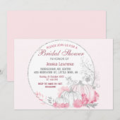 Elegante zilveren pompoen roze bloem kaart (Voorkant / Achterkant)