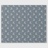 Elegante zilveren rendier blauwe kerstvakantie cadeaupapier (Vlak)