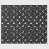 Elegante zilveren rendier zwart kerstvakantie cadeaupapier (Vlak)