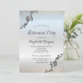 Elegante Zilveren Retro Border Zilveren Pensioen Kaart (Staand voorkant)