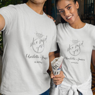 Elegante zilveren ring zei ze ja Verloving T-shirt