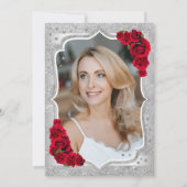 Elegante zilveren rode foto 50e verjaardag kaart (Achterkant)