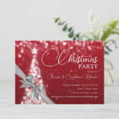 Elegante zilveren rode glinsterende kerstboom vaka kaart (Staand voorkant)