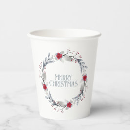 Elegante zilveren rode vrolijke kerst krans papieren bekers