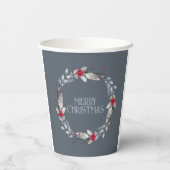 Elegante zilveren rode vrolijke kerst krans papieren bekers (Achterkant)