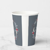 Elegante zilveren rode vrolijke kerst krans papieren bekers (Rechts)