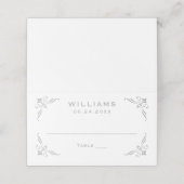 Elegante Zilveren Rolwerk Kader Monogram Huwelijk Plaatskaartje (Buitenkant ongevouwen)