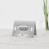 Elegante Zilveren Roos & Diamanten Bedankkaart (Voorkant)