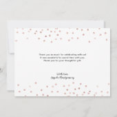 Elegante zilveren Roos gouden Confetti Bedankkaart (Achterkant)