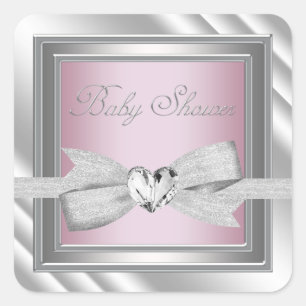 Elegante zilveren roze Baby showers Stickers
