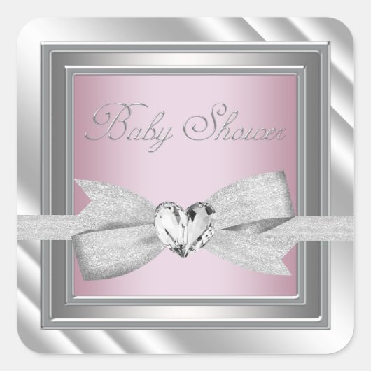 Elegante zilveren roze Baby showers Stickers (Voorkant)