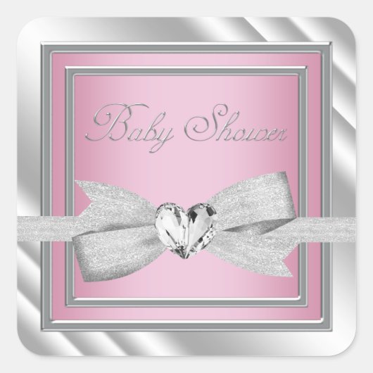 Elegante zilveren roze Baby showers Stickers (Voorkant)