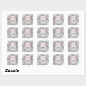 Elegante zilveren roze Baby showers Stickers (Vel)