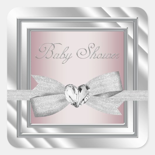 Elegante zilveren roze Baby showers Stickers (Voorkant)
