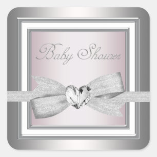 Elegante zilveren roze Baby showers Stickers