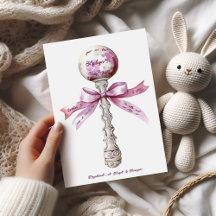 Elegante zilveren roze rammelboog babyfeest