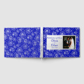 Elegante zilveren Rozen op Royal Blue Gastenboek (Volledig)