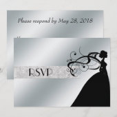 Elegante Zilveren RSVP Kaart (Voorkant / Achterkant)