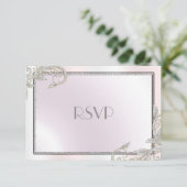 Elegante Zilveren RSVP Kaartje (Staand voorkant)