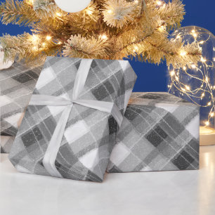 Elegante zilveren ruit landelijke cottage cadeaupapier