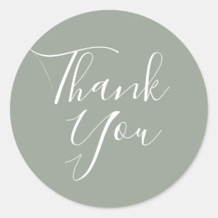Elegante Zilveren Salie Handtekening Script Bedank Ronde Sticker