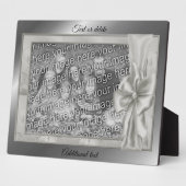 Elegante Zilveren Satijnen Strik Maak Je Eigen Fot Fotoplaat (Zijkant)