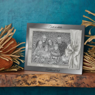 Elegante Zilveren Satijnen Strik Maak Je Eigen Fot Fotoplaat