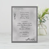 Elegante zilveren schrijfrol Art Deco uitnodiging (Staand voorkant)