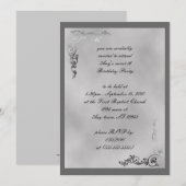 Elegante zilveren schrijfrol Art Deco uitnodiging (Voorkant / Achterkant)