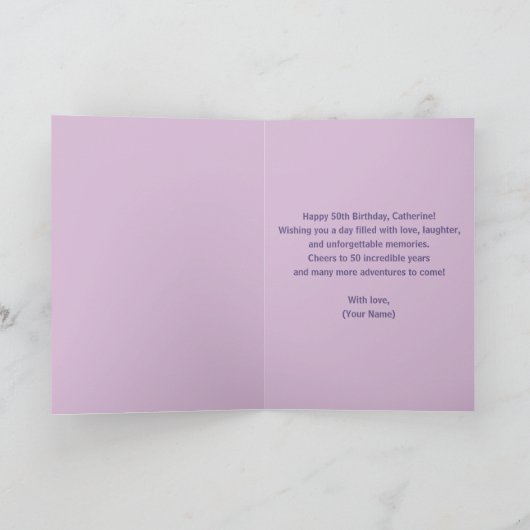 Elegante zilveren Sequin op zachte roze 50e verjaa Kaart (Binnen)