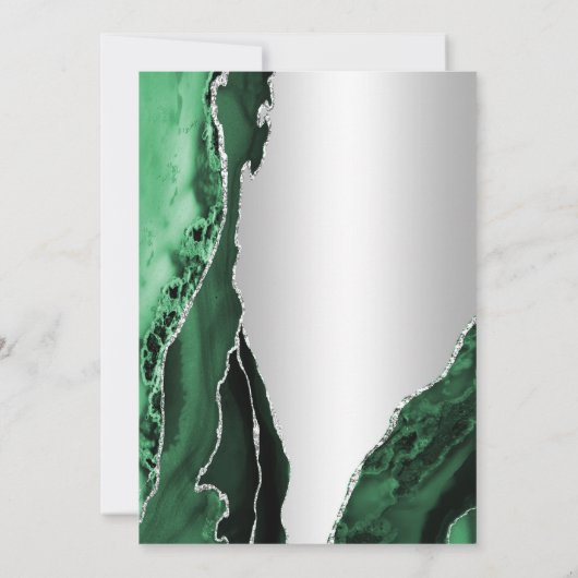 Elegante zilveren smaragdgroene agaat 80e verjaard kaart (Achterkant)