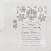 Elegante zilveren sneeuwvlok Bruids Douche Uitnodi Kaart (Voorkant / Achterkant)