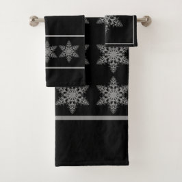 Elegante Zilveren Sneeuwvlok Handdoekenset Bad Handdoek