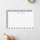 Elegante zilveren sneeuwvlok Persoonlijk Notitiekaartje (Voorkant / Achterkant in situ)