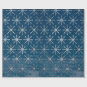 Elegante zilveren sneeuwvlokken op Blue Ombre Cadeaupapier (Vlak)