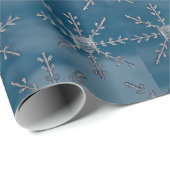 Elegante zilveren sneeuwvlokken op Blue Ombre Cadeaupapier (Rol Hoek)