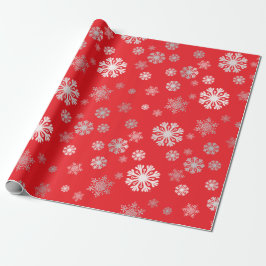 Elegante zilveren sneeuwvlokken rood Wrapping Pape Cadeaupapier