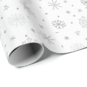 Elegante zilveren sneeuwvlokken witte kerst cadeaupapier (Rol Hoek)