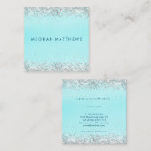 Elegante zilveren Sparkle Beauty Stylist Vierkante Visitekaartje (Voorkant / Achterkant)