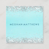 Elegante zilveren Sparkle Beauty Stylist Vierkante Visitekaartje (Voorkant)