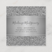 Elegante zilveren Sparkle Glitter Drips Luxe Vierkante Visitekaartje (Achterkant)